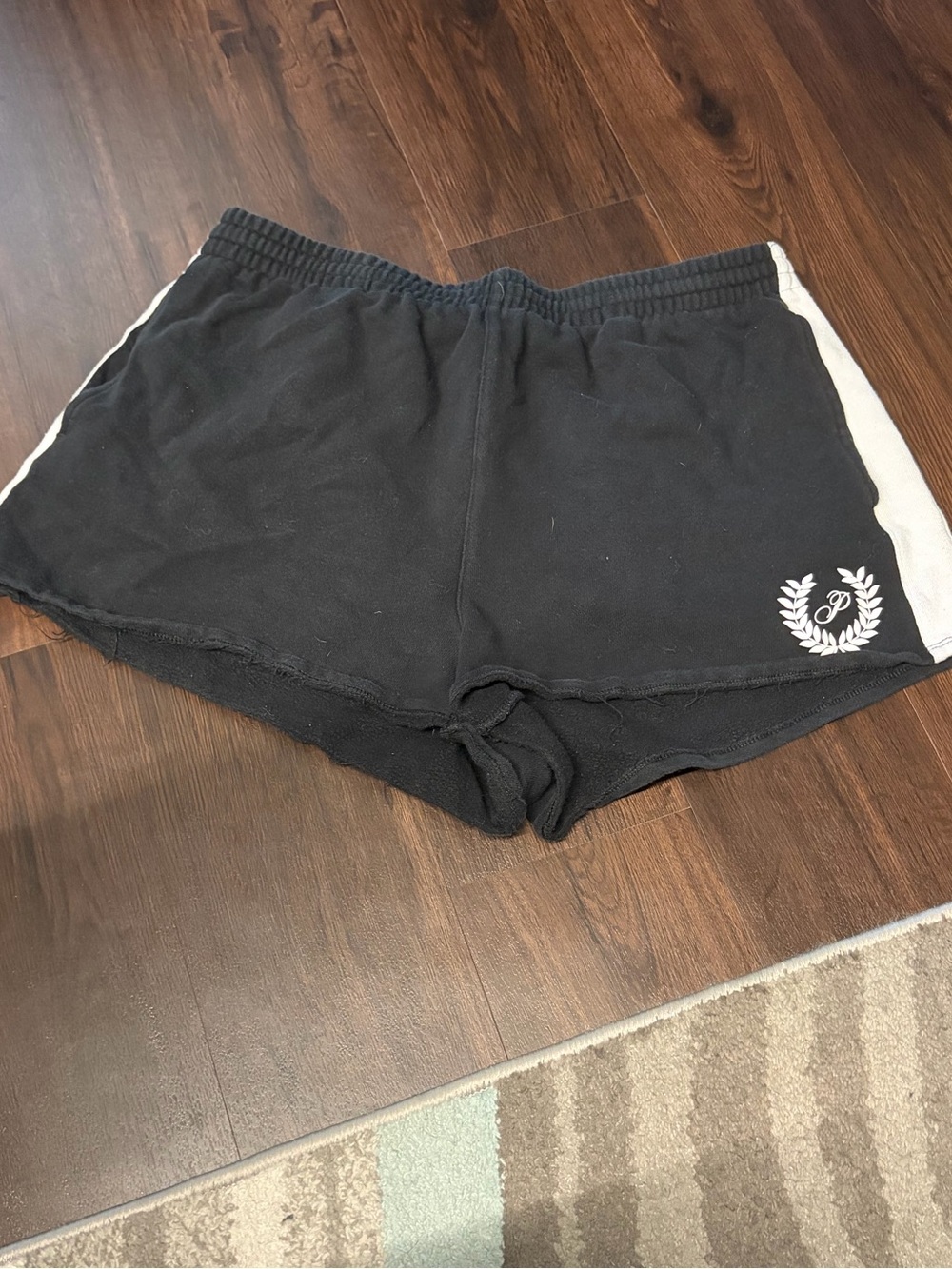 PINK Victoria's Secret Black Athletic Lounge Shorts with White Side Panels